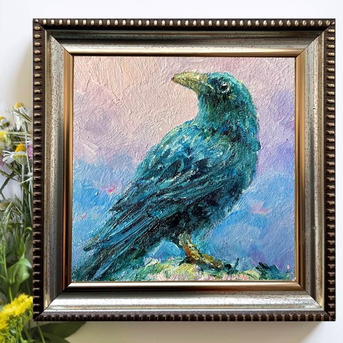 Original crow oil painting - original,