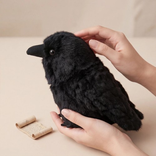 Black crow plush - black, toy