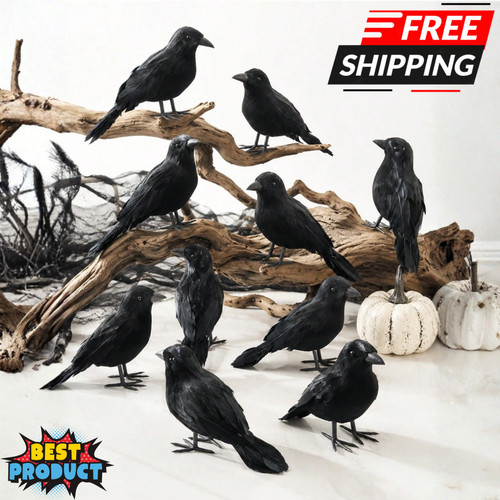 Halloween black crow decor - halloween,