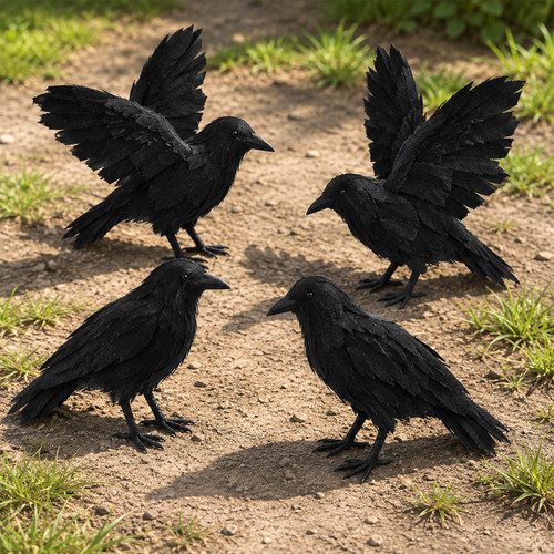 4pcs fake black feathered - fake,